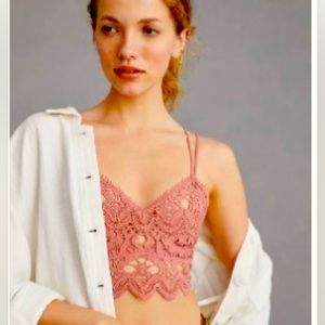 NWT Anthropologie Viviette Lace Bra Top, Raspberry, Small